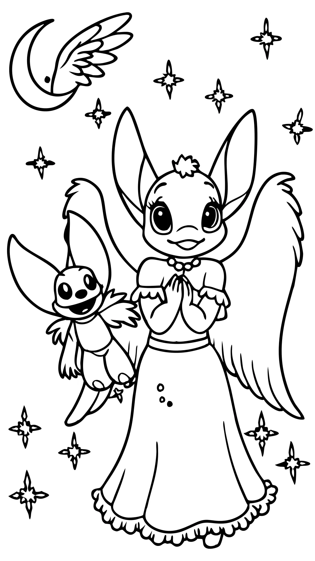 angel and stitch coloring pages